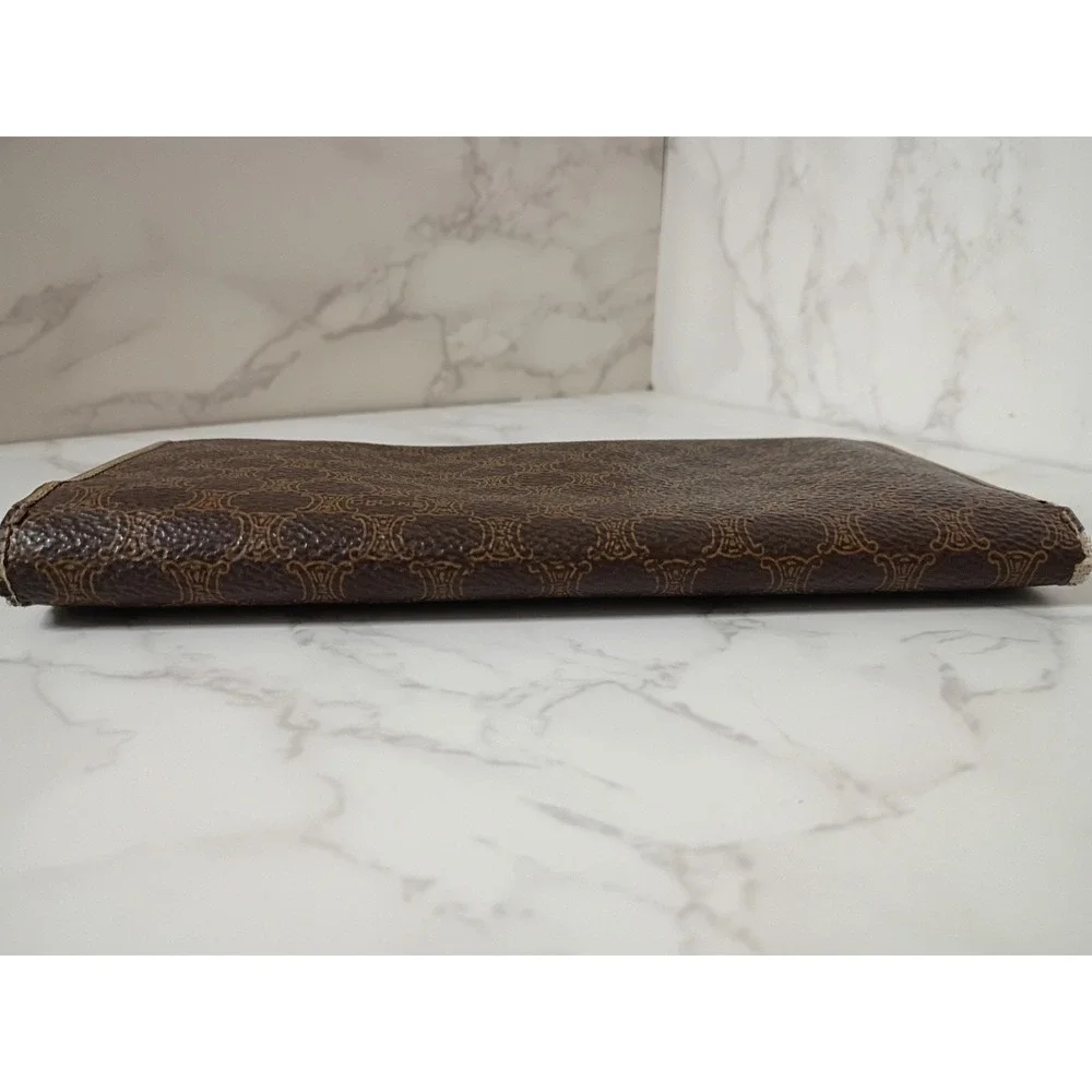 CELINE Vintage Brown Monogram Macadam Long Bifold Wallet
